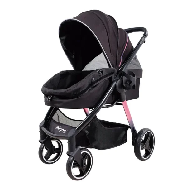 Ibiyaya Retro Luxe Folding Pet Stroller - Prism Black