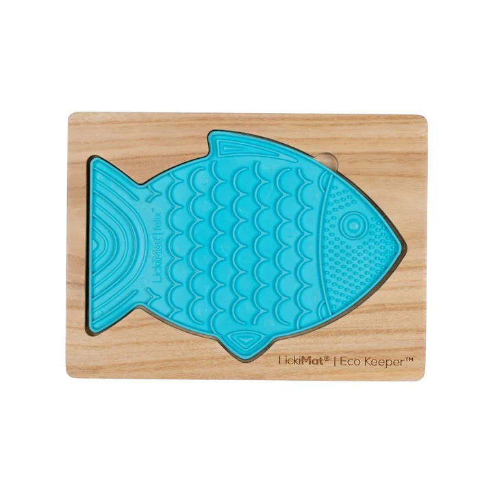 Lickimat Wooden Eco Slow Feeder Keeper - For Fish Shaped Lick Mats